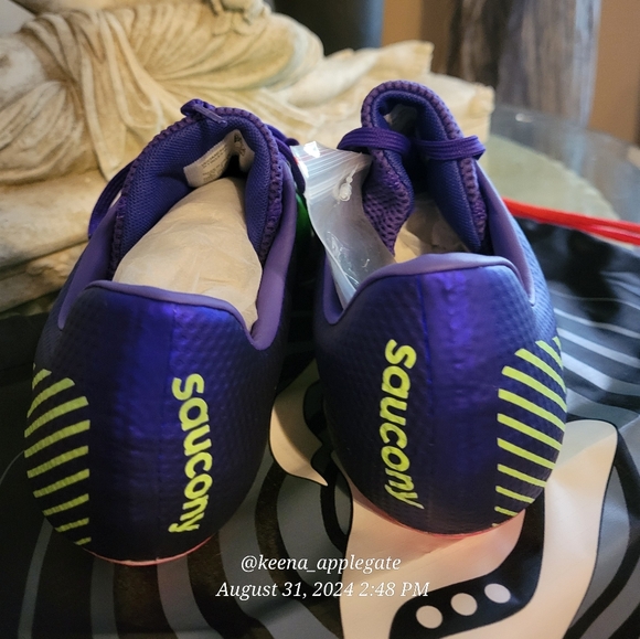 Saucony Womens Showdown 4 Lace Up Running Shoe Bright Green Purple 9.5 - Picture 6 of 13